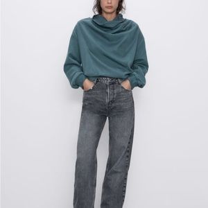 Zara Women’s Draped Neck Oversized Sweatshirt